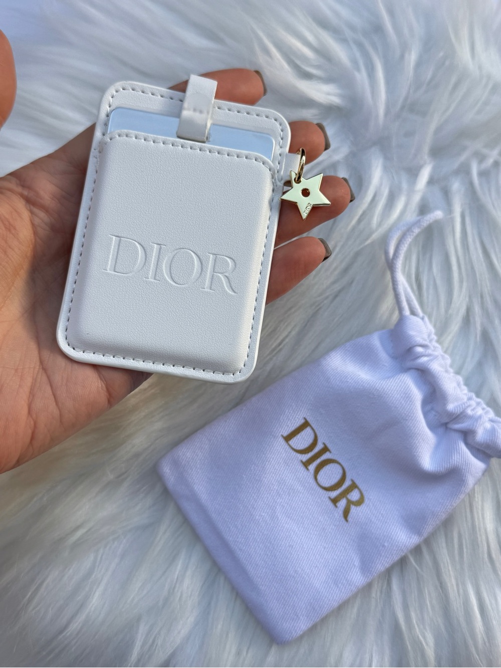 DIOR Beauty White Leather Phone Card Holder New
